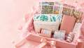 Pink hand-journal stationery gift box with pencil cases, washi tapes and decorative stickers